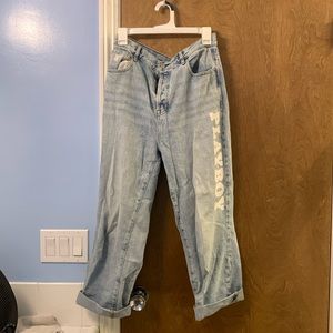 high waist playboy denim mom jeans